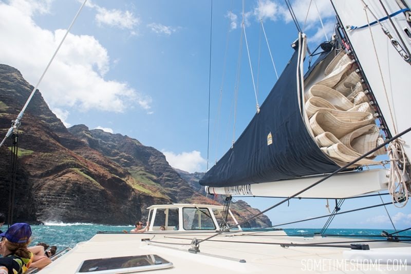 Travel tips on Hawaii, south and east ends of Kauai island by Mikkel Paige. Photos of the Napali Coast from a boat tour.