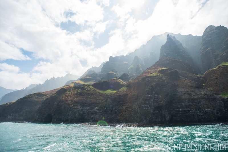 Travel tips on Hawaii, south and east ends of Kauai island by Mikkel Paige. Photos of the Napali Coast "Cathedrals" from a boat tour.