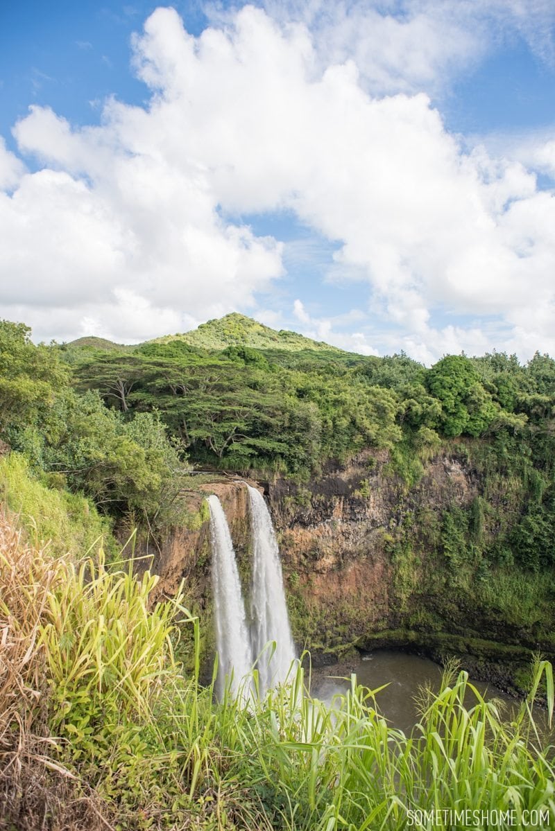 Wailua Falls photos in Kauai, Hawaii on travel blog Sometimes Home. Images by Mikkel Paige.