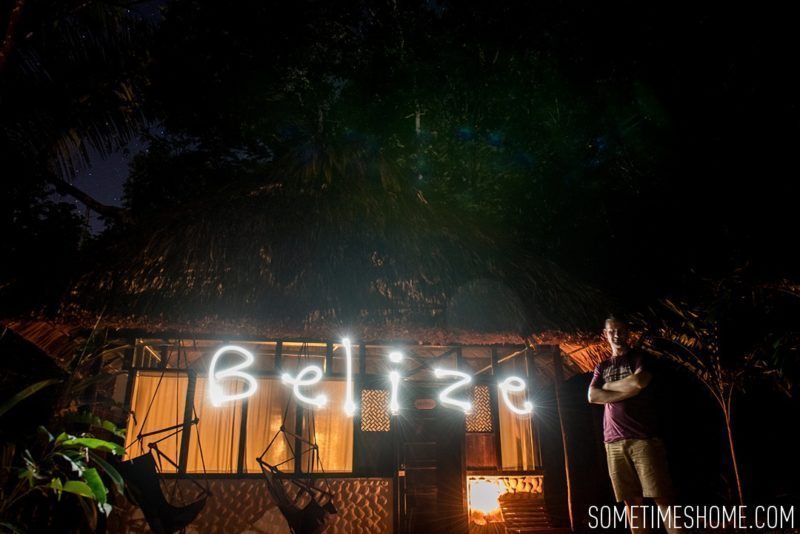 Sometimes Home travel blog Belize information including Table Rock resort. Night photography image with light capture.