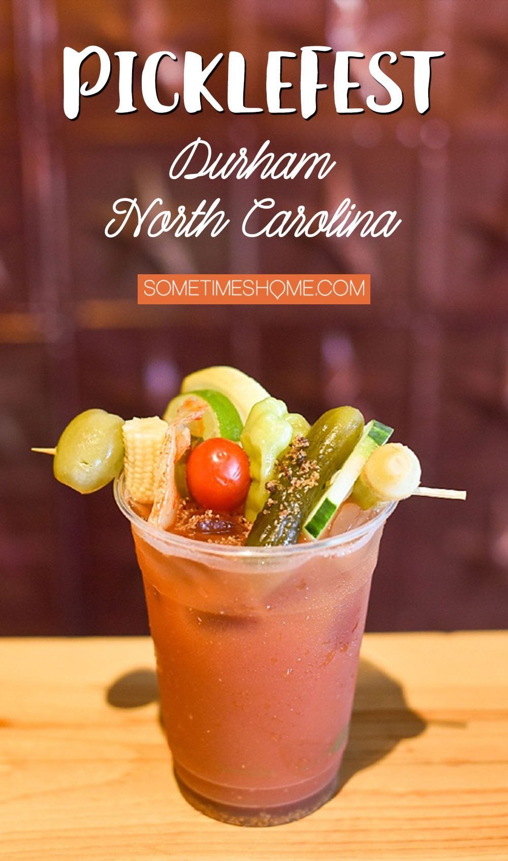 PickleFest at The Rickhouse in Durham. Photos and advice by Sometimes Home travel blog. Bloody Mary bar, pickled cucumbers, bamboo, peaches and more.