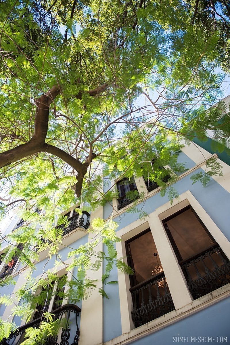 Three things to do in Puerto Rico travel post on Sometimes Home blog for travel tips and information. Photos of the colorful streets of old San Juan.