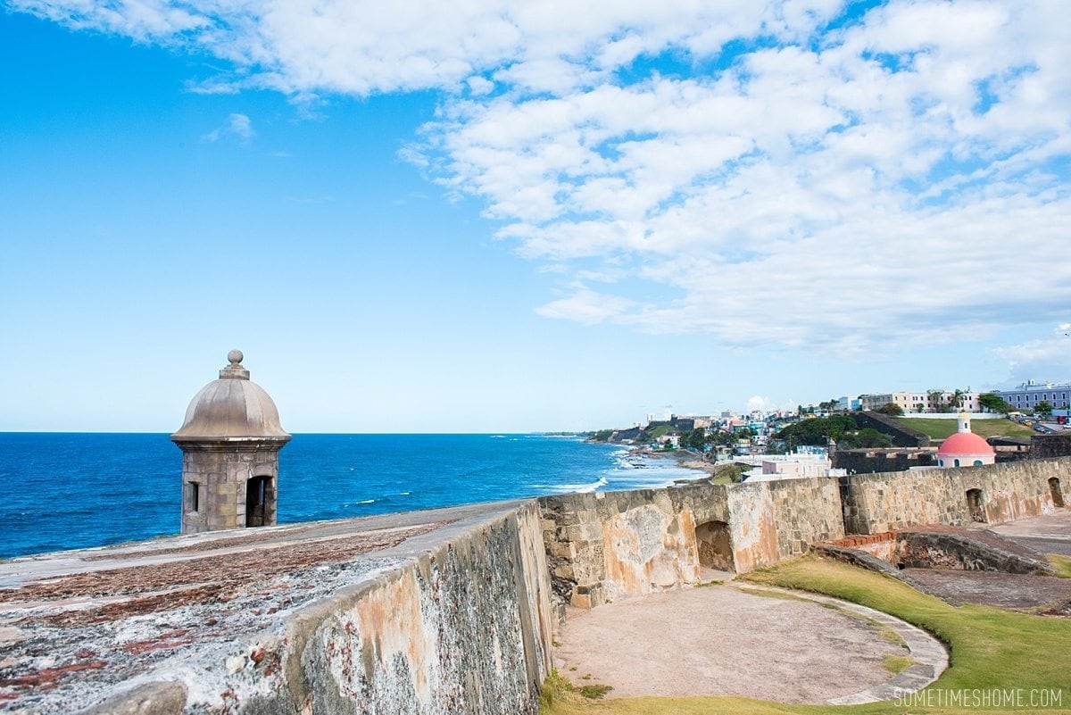 View of the water from the fortress in Old San Juan Puerto Rico.
