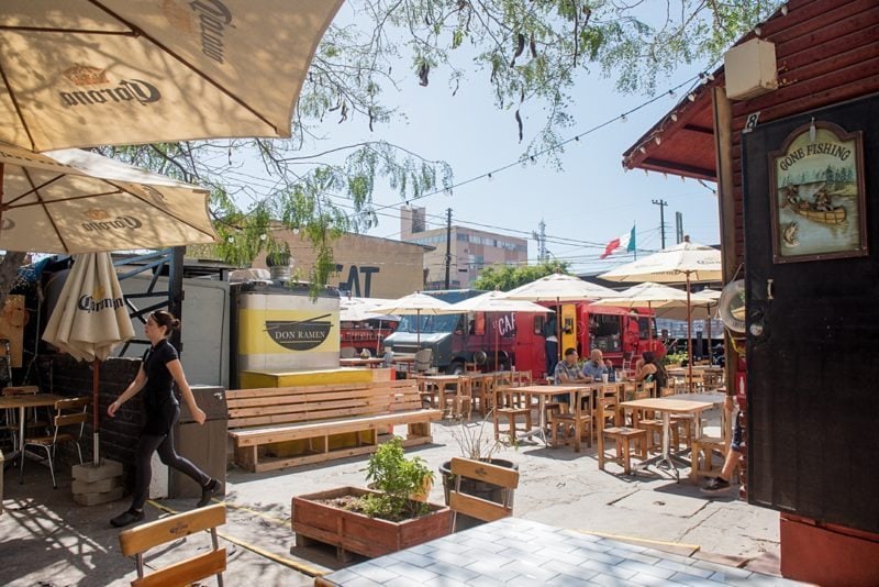 Travel photos and ideas in Tijauna, Mexico with hipster spot Telefonica Gastropark food truck foodie scene on Sometimes Home blog.