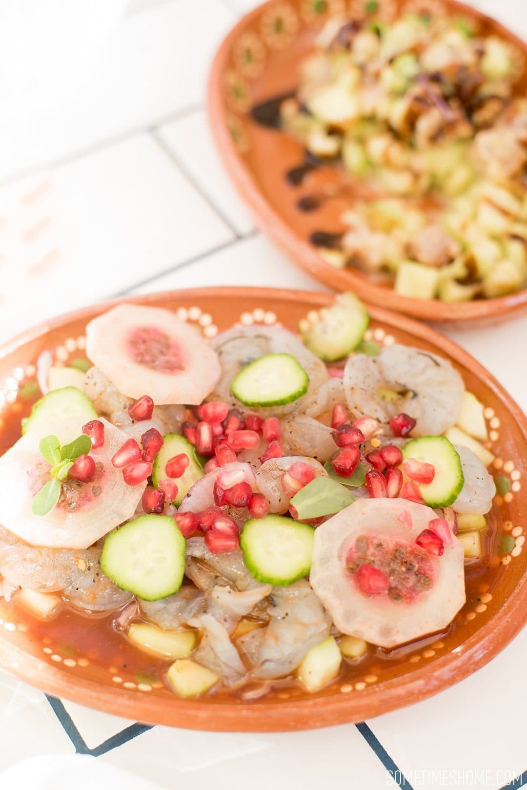 Travel photos and ideas in Tijauna, Mexico with hipster spot Telefonica Gastropark food truck foodie scene on Sometimes Home blog with ceviche image.