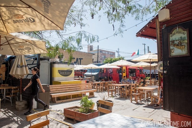 Travel photos and ideas in Tijauna, Mexico with hipster spot Telefonica Gastropark food truck hotspot on Sometimes Home blog.