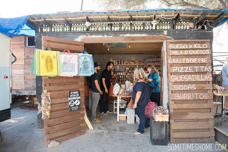 Travel photos and ideas in Tijauna, Mexico with hipster spot Telefonica Gastropark food truck hotspot. Cheese shop image.