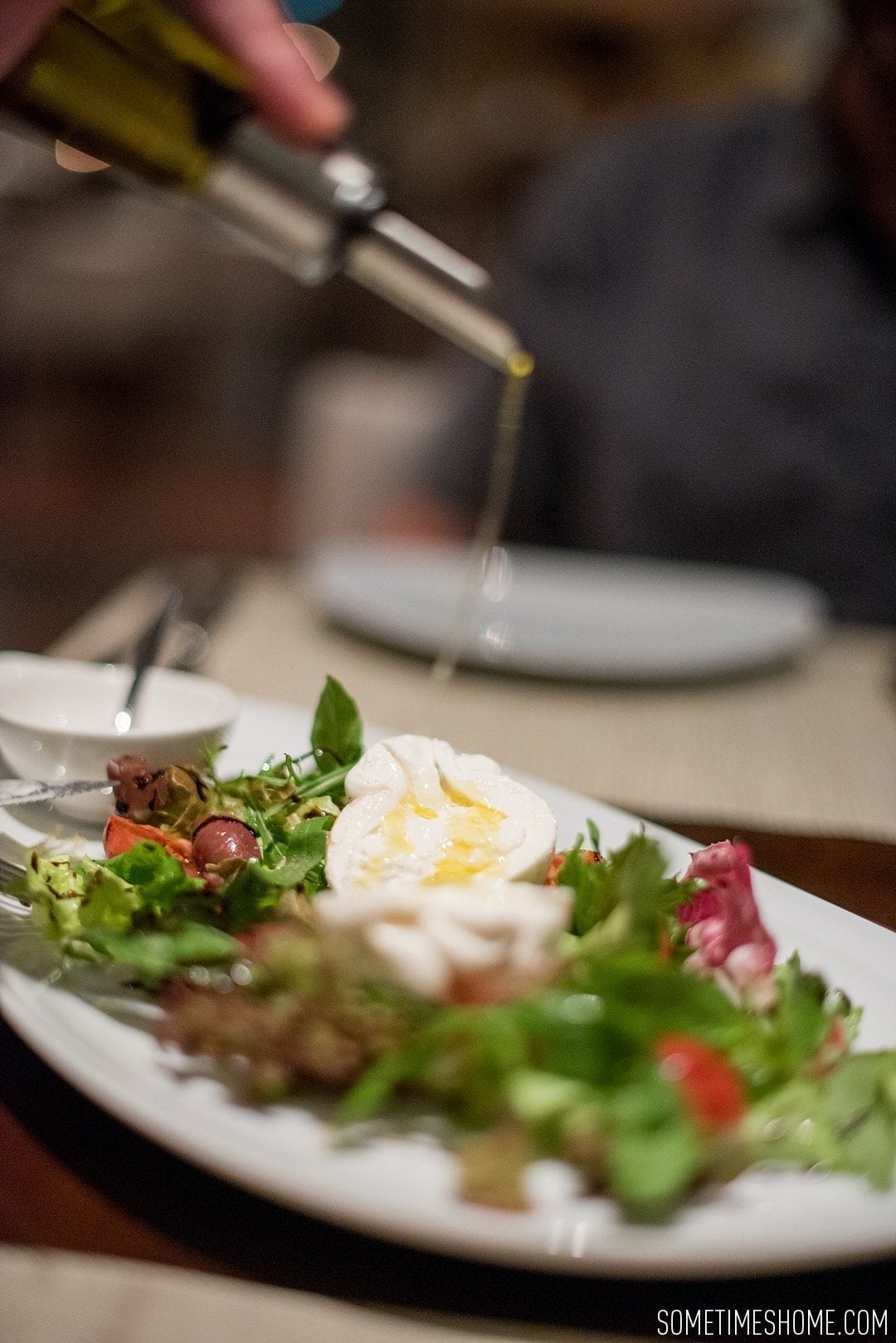 Where to Find Incredible Alternative Cuisine in Chiang Mai. Photos by Sometimes Home at Favola Italian restaurant at Le Meridien. Detail photo of buffalo mozzarella salad.