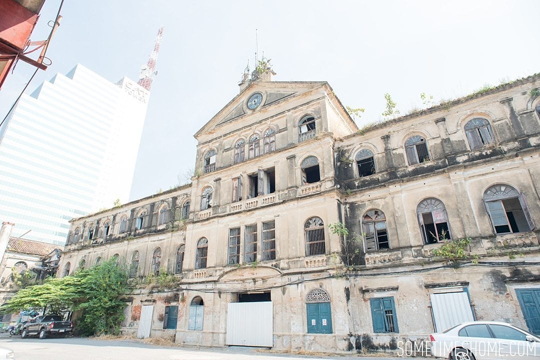 Fascinating Bangkok Place to Visit: Bangrok Tour, East Meets West on Sometimes Home travel blog. Photo of the old custom house, a very western building.