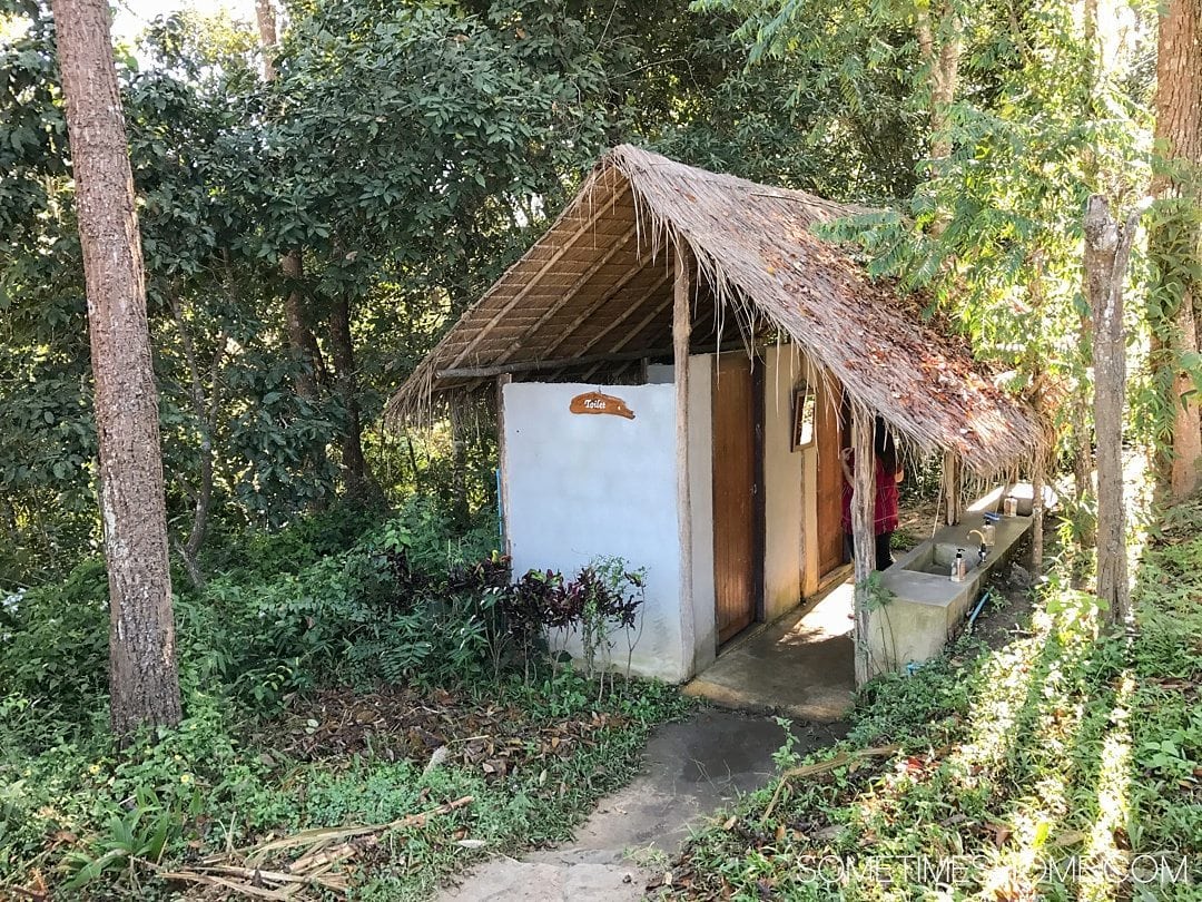 Vital FAQs Answered About Patara Elephant Farm in Chiang Mai. Information by Sometimes Home travel blog. A photo of the toilets on their property. 