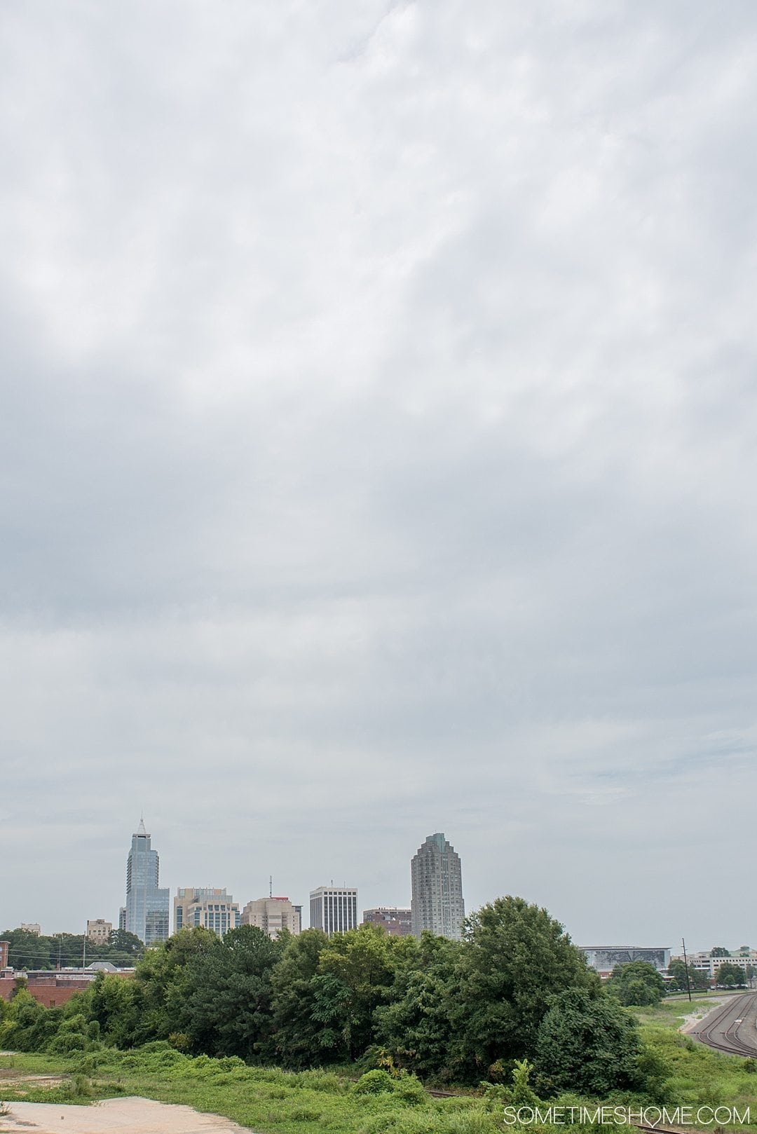 10 Best Downtown Raleigh Photography Spots on Sometimes Home travel blog. Photo of the view from Boylan Bridge.