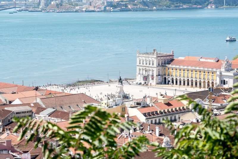 Why Lisbon is the Best City in Europe on Sometimes Home travel blog. Aerial photo of Commerce Square.