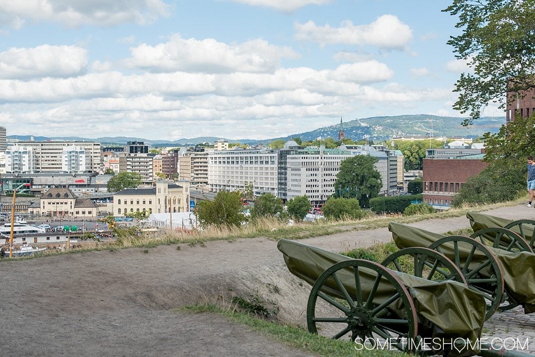 10 Not-to-Miss Sites in Oslo Norway by Sometimes Home travel blog. Photo of the view from on top of Askershus Fortress.