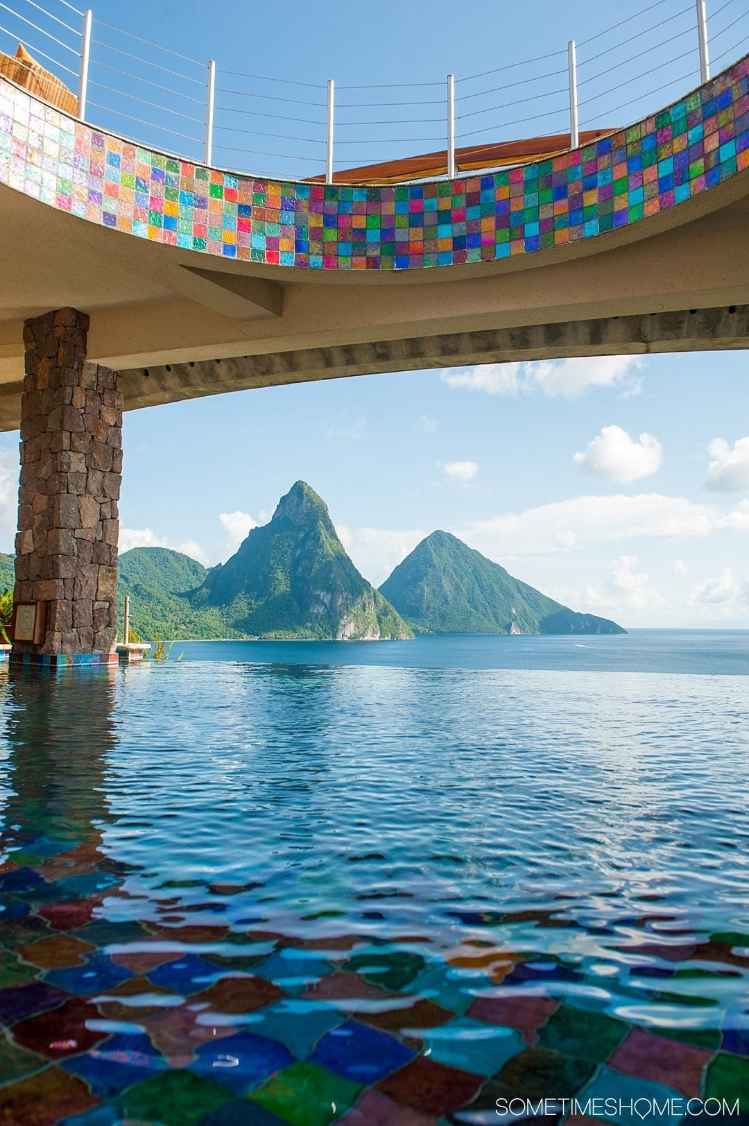 Your Questions Answered: Jade Mountain St. Lucia on Sometimes Home travel blog. Photo of the view from lunch at Jade Mountain Club.