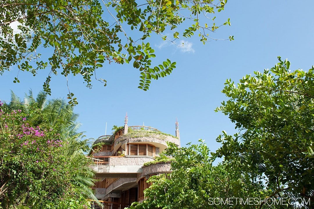 Your Questions Answered: Jade Mountain St. Lucia on Sometimes Home travel blog. Photo of a top view of the resort.