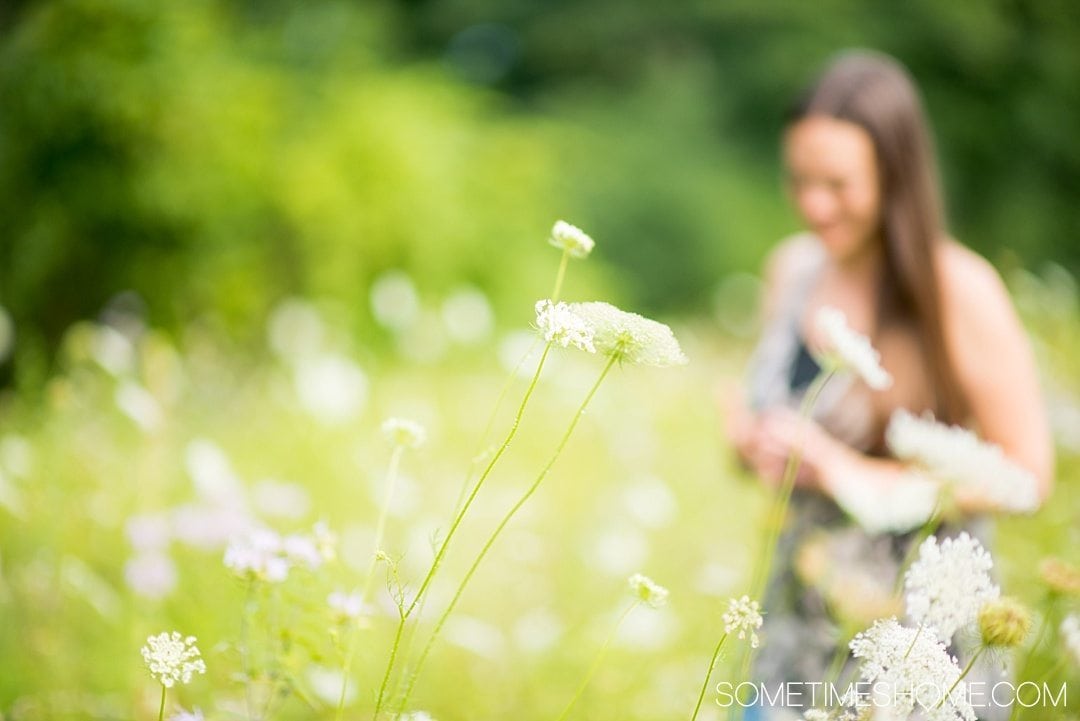 Your Complete Guide to Saugerties, New York on Sometimes Home travel blog. Photo of walking around a flower field.