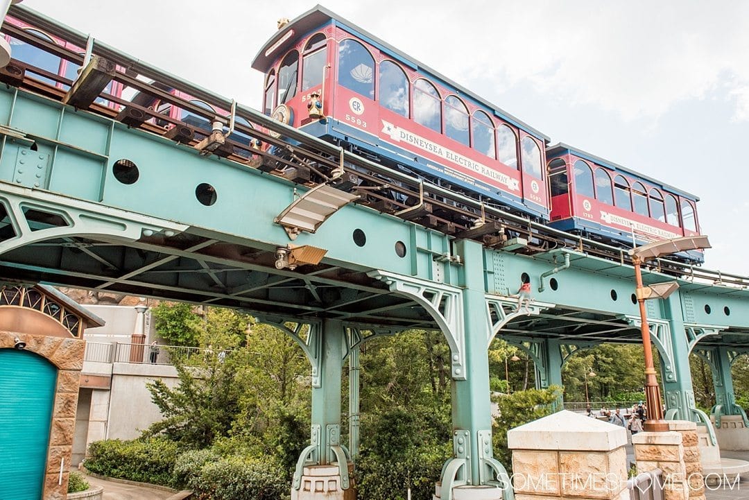 The Ultimate First-Timer's Guide to Tokyo DisneySea on Sometimes Home travel blog. Photo of the DisneySea Electric Railway train.