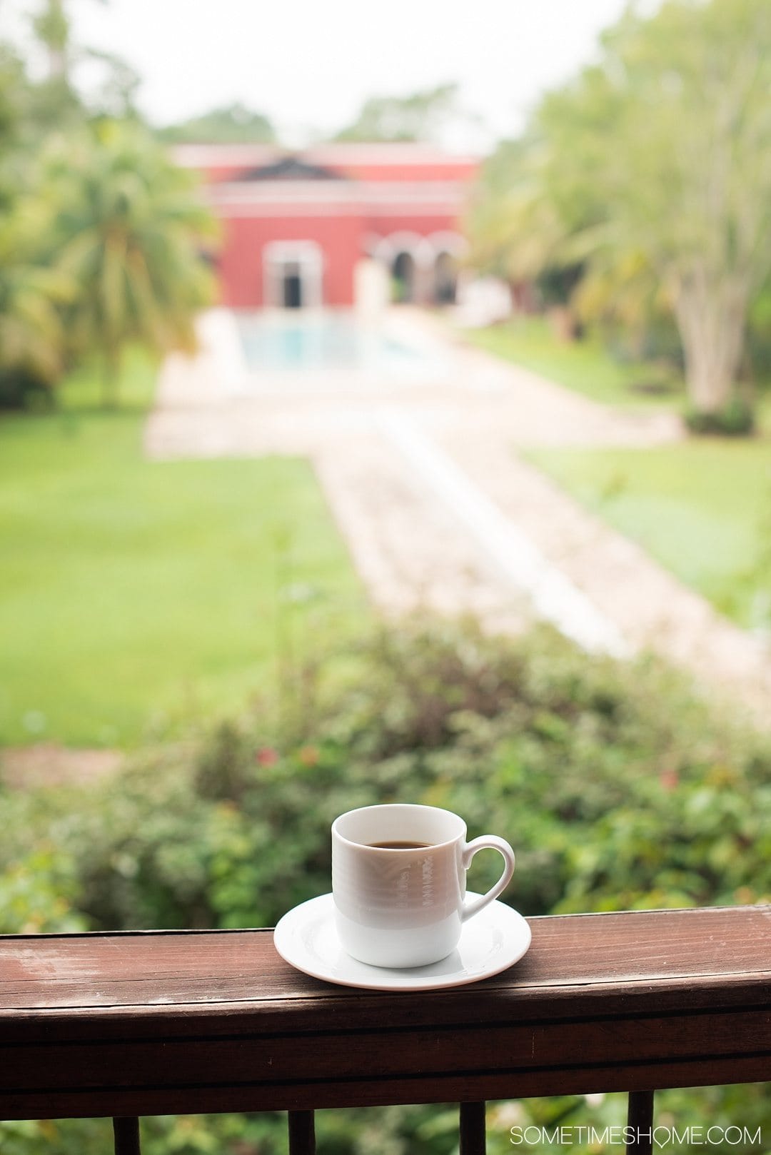 Hacienda Temozon Review and Photos on Sometimes Home travel blog. Picture of morning coffee at the Starwood resort hotel restaurant.