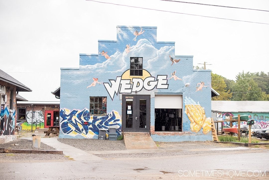 Where to find beer and art in Asheville North Carolina. Photos and locations on Sometimes Home travel blog, including Wedge Brewery in the River Arts District.