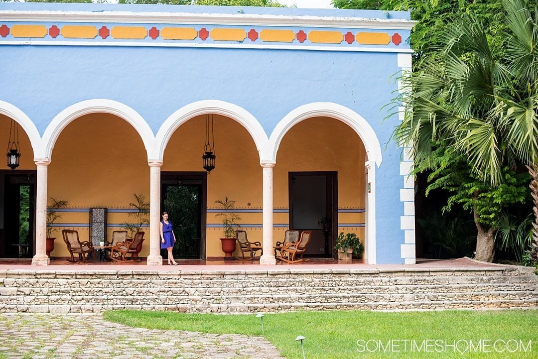 Hacienda Santa Rosa Review and Photos, a Merida Mexico hotel. Image of the The Luxury Collection, Starwood hotel arcade and covered outdoor porch.