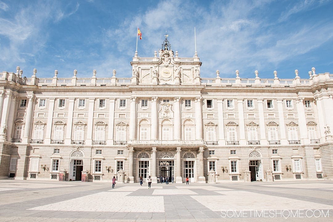 There are many things to do in Madrid, Spain. But people often wonder is one day enough in Madrid? We answer that question while showing you photography of this popular travel destination. From art, to food, and architecture attractions we have all the tips covered on Sometimes Home, including information on the Royal Palace area! Click through for all the information! #Madrid #MadridSpain #RoyalPalace