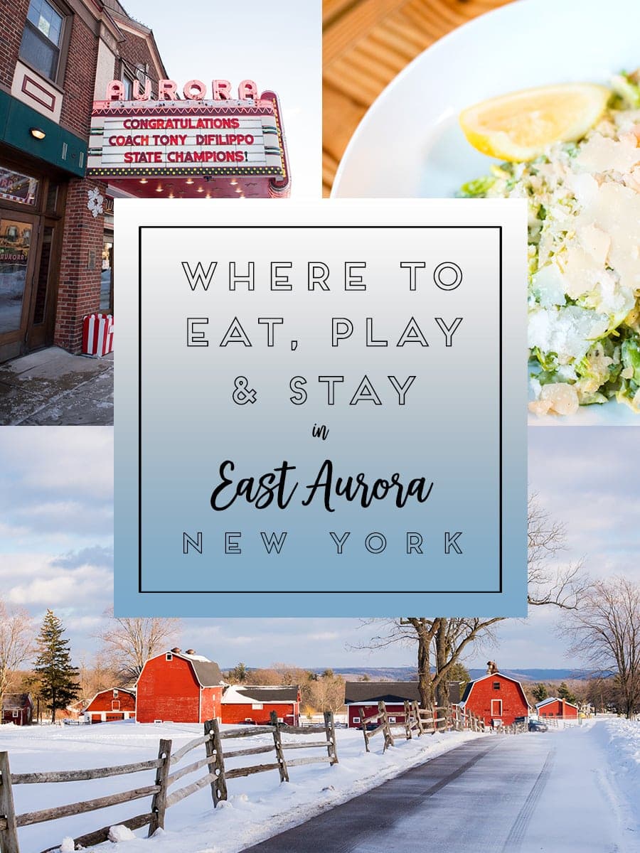 Photos of East Aurora New York will inspire you to visit this town. It's 20 miles outside of Buffalo, NY and is filled with great food, things to do and photography spots, whether along it's Americana Main Street or in the surrounding area. Click through for more on where to eat, play and stay! #TravelBUF #VisitBuffalo #EastAuroraNY #EastAurora #EastAuroraNY #BuffaloNiagara #ArtsandCraftsMovement