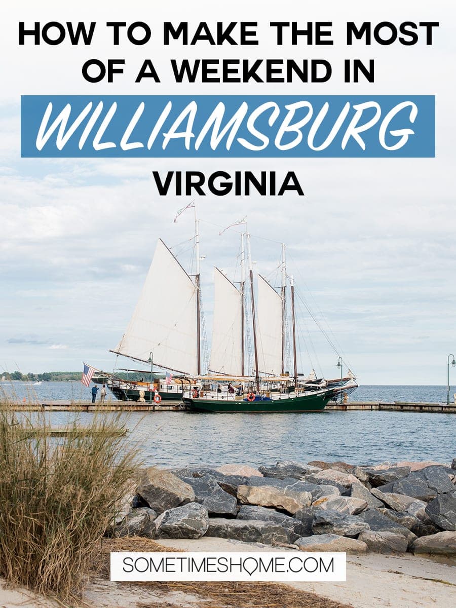 Things to do in weekend in Williamsburg, Virginia to make the most of your vacation. We have the scoop on restaurants for food, wineries and breweries for drinks, a place to stay, Busch Gardens must-read tips, a romantic sail on a historic river + pictures to go with it all! We visited as a couple and know a thing or two about this wonderful town! Click through for the details! #BuschGardens #HistoricJamestowne #AmericanRevolution #Williamsburg #Yorktown