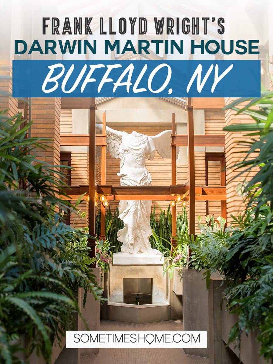 Buffalo's Darwin Martin House attraction in New York, designed by Frank Lloyd Wright. This downtown attraction is a wonderful place to visit whether you travel to Buffalo in winter, spring, summer or fall. The house has an important place in art history - even the photography of it prove so! Click through to get valuable information and insight into a visit to the home as well. #BuffaloNY #BuffaloNewYork #FrankLloydWright #ResidentialArchitecture #HistoricArchitecture #TravelBUF #VisitBuffalo #DarwinMartinHouse