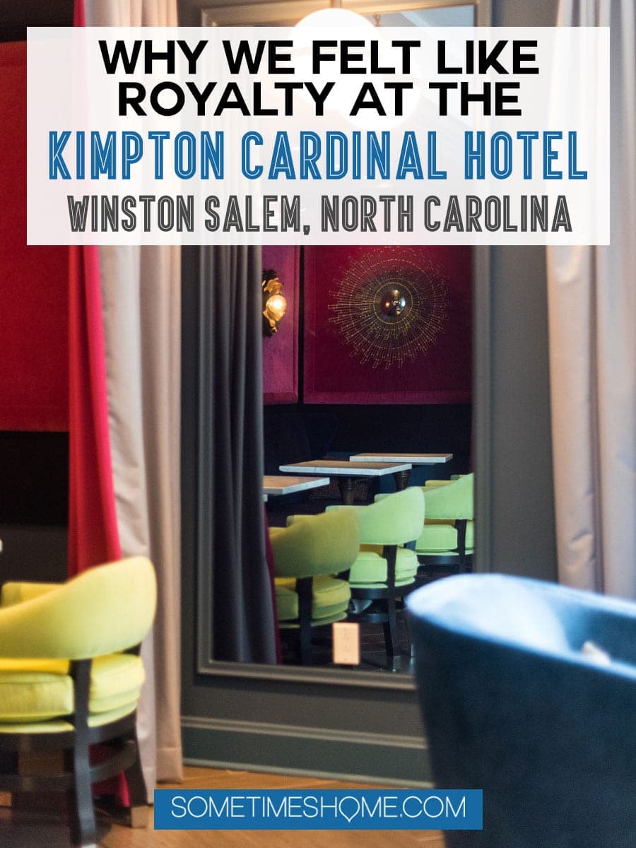 Where to stay in Winston Salem, NC: a Kimpton Cardinal Hotel review. Learn the history of this beautiful downtown city hotel, inspiration for the Empire State Building in NYC. #VisitNC #NorthCarolina #WinstonSalem #sometimeshome #eastcoasttravel #piedmontNC #kimptonhotels #kimptonhotel
