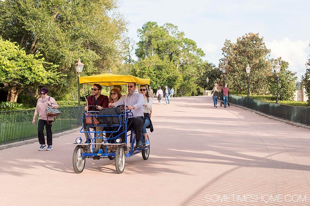 Romantic things to do for adults at Walt Disney World. These ideas include things that don't require admission tickets, from restaurants and mini golf, to the Boardwalk games and Surrey wicker bike rentals. Your Florida trip vacation planning inspiration will expand with these tips especially if you want a day away from Epcot, the Magic Kingdom, Animal Kingdom or Hollywood Studios. #DisneyWorldPlanning #DisneyVacation #SometimesHome #WaltDisneyWorld #WaltDisneyWorldforAdults