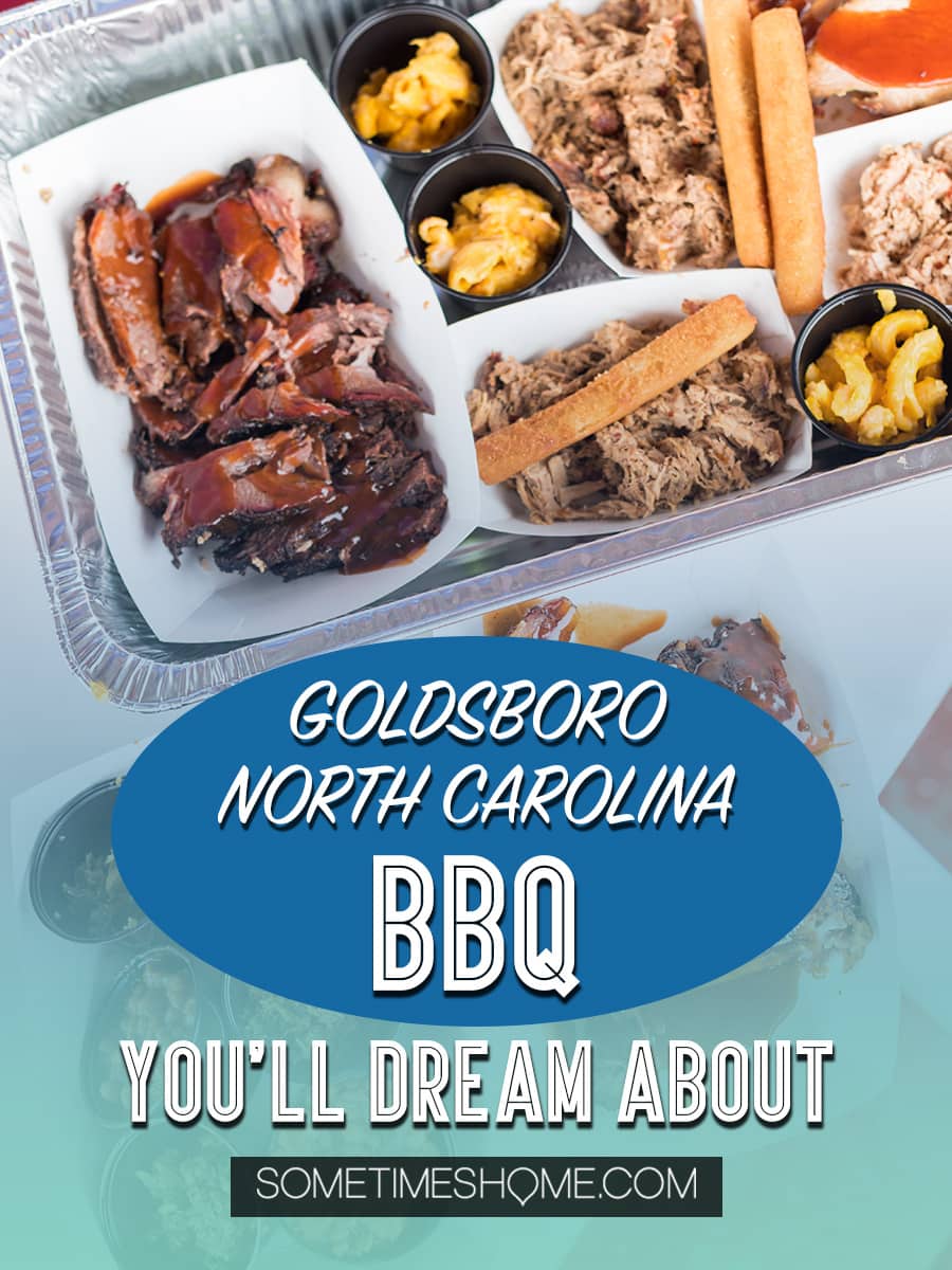 Barbecue in Goldsboro NC you cannot miss. NC BBQ is a force to be reckoned with! The eastern vinegar based sauce of barbecue in this United States region can be sampled at a variety of restaurants, on pork, chicken, turkey or more. These restaurants have rubs to delight your taste too. Check out our article about the best places to try these southern delicacy recipes on delicious meats. #NCBBQ #barbecue #BBQ #northcarolina #GoldsboroNC #sometimeshome #vinegarBBQ 