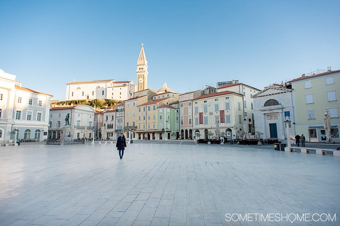 Travel to this city and read our our favorite things to do in Piran, Slovenia, a beautiful coastal town on the Adriatic Sea. You'll love watching the sunrise and sunset from the beach or your hotel, trying the food, its European squares and photography opportunities. #Sometimesome #Piran #Slovenia #AdriaticCoast #AdriaticSea