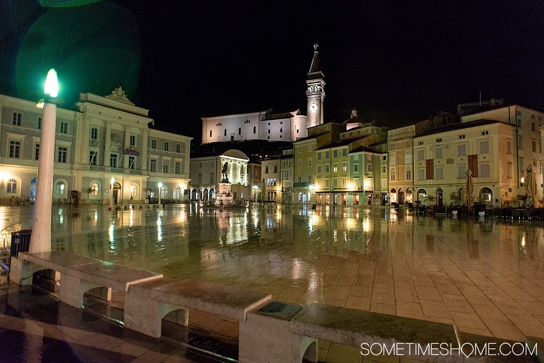 Travel to this city and read our our favorite things to do in Piran, Slovenia, a beautiful coastal town on the Adriatic Sea. You'll love watching the sunrise and sunset from the beach or your hotel, trying the food, its European squares and photography opportunities. #Sometimesome #Piran #Slovenia #AdriaticCoast #AdriaticSea