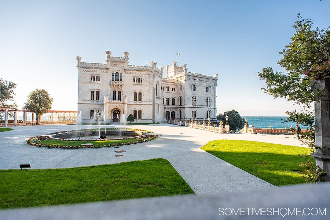 Trieste Italy is a quick drive if traveling from Slovenia for a day trip from Piran. Things to do in a few hours day trip including photography, food and sites like Miramare Castle. #TriesteItaly #Trieste #Italia #Slovenia #Piran #SometimesHome