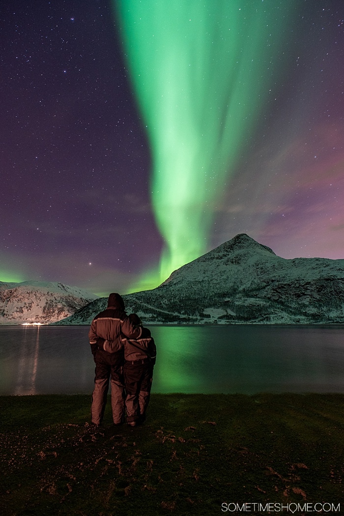 Tromso winter photos that will inspire you to travel to northern Norway during January or February. See bucket list things like Aurora Borealis (the Northern Lights), or participate in tours and things to do like feeding reindeer and taking a beautiful sleigh ride in the snow. #northernlights #sometimeshome #auroraborealis #reindeerfeeding #sleighride #tromsonorway #norway #tromsoinfebruary #tromsonorwayphotography