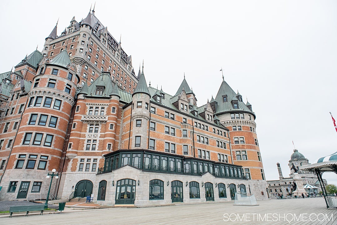 Things to do and see in Quebec City in 24 hours, in Canada. This French-speaking province is packed with history and beautiful city scenes. From a hotel that looks like a castle, to Instagram-worthy travel photography locations (including a garden and parliament) to a food store from the 1800s! #quebeccite #quebeccity #sometimeshome #Canada