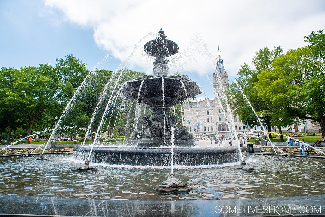 Things to do and see in Quebec City in 24 hours, in Canada. This French-speaking province is packed with history and beautiful city scenes. From a hotel that looks like a castle, to Instagram-worthy travel photography locations (including a garden and parliament) to a food store from the 1800s! #quebeccite #quebeccity #sometimeshome #Canada