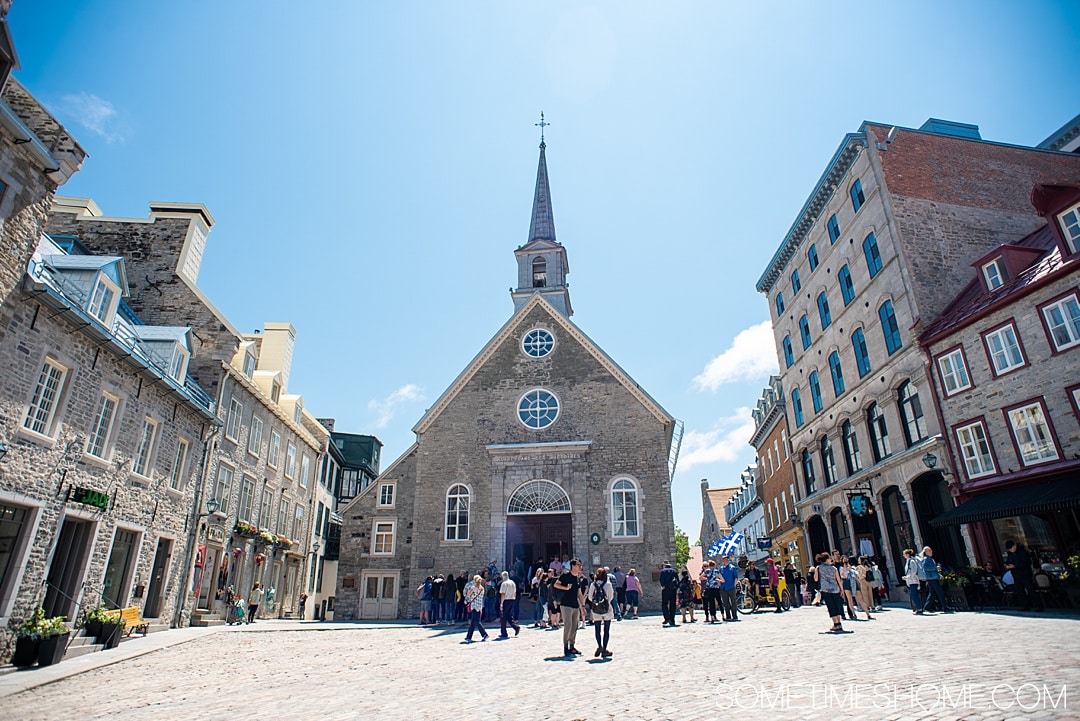 Things to do and see in Quebec City in 24 hours, in Canada. This French-speaking province is packed with history and beautiful city scenes. From a hotel that looks like a castle, to Instagram-worthy travel photography locations (including a garden and parliament) to a food store from the 1800s! #quebeccite #quebeccity #sometimeshome #Canada