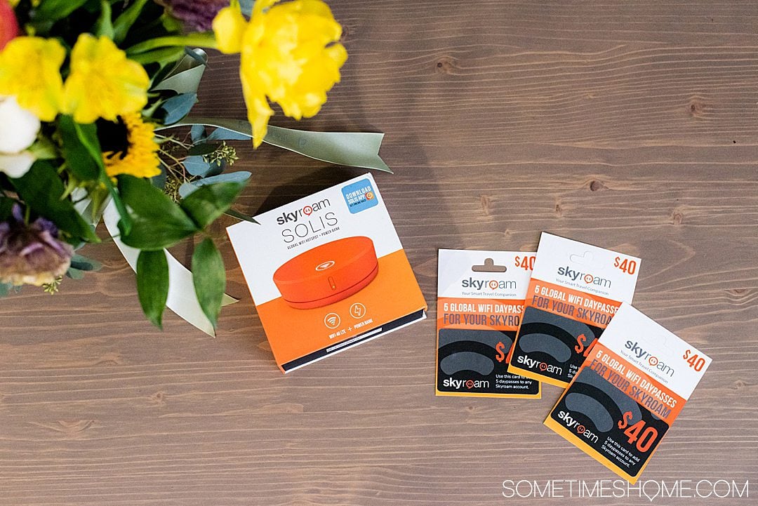 Portable travel wifi hotspot that will fit in clothes as a pocket wifi device on vacations! Skyroam is the best travel gift and essential technology for wanderlusters on the go. #skyroam #sometimeshome #wifihotspot #pocketwifi #traveltechnology