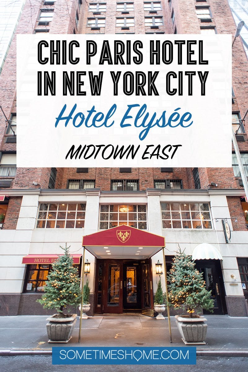 Paris NYC Library Collection hotel, Hotel Elysee, is the best option in Midtown East of Manhattan. Affordable luxury near Central Park, Rockefeller Center, Bryant Park, 5th Avenue and additional landmarks. It has spacious rooms, free breakfast and wine, a view of a small park and pretty buildings across the street and a famous bar next door, the Monkey Bar. #nychotel #midtowneast