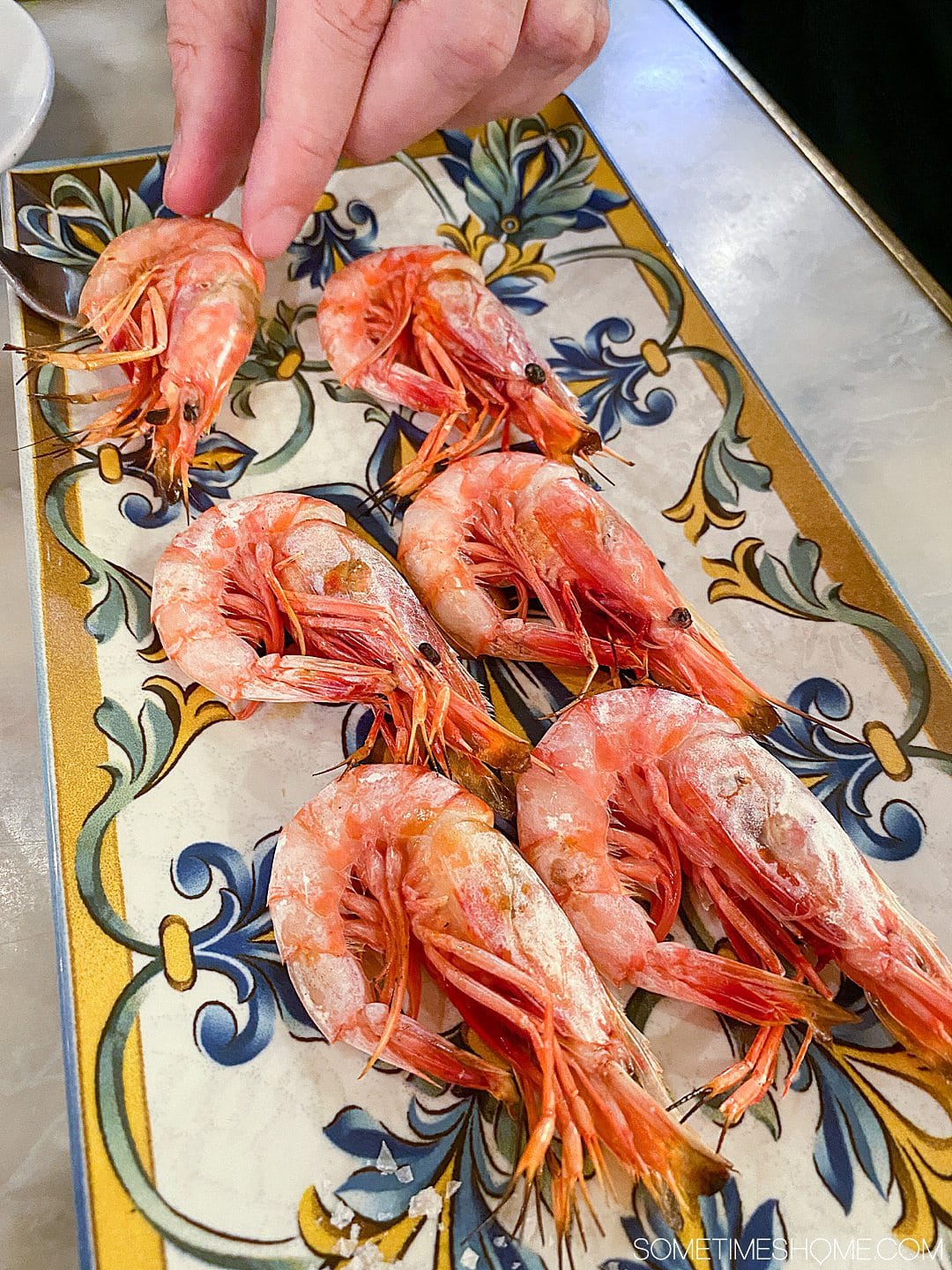 cooked prawns in shell on a plate in Barcelona