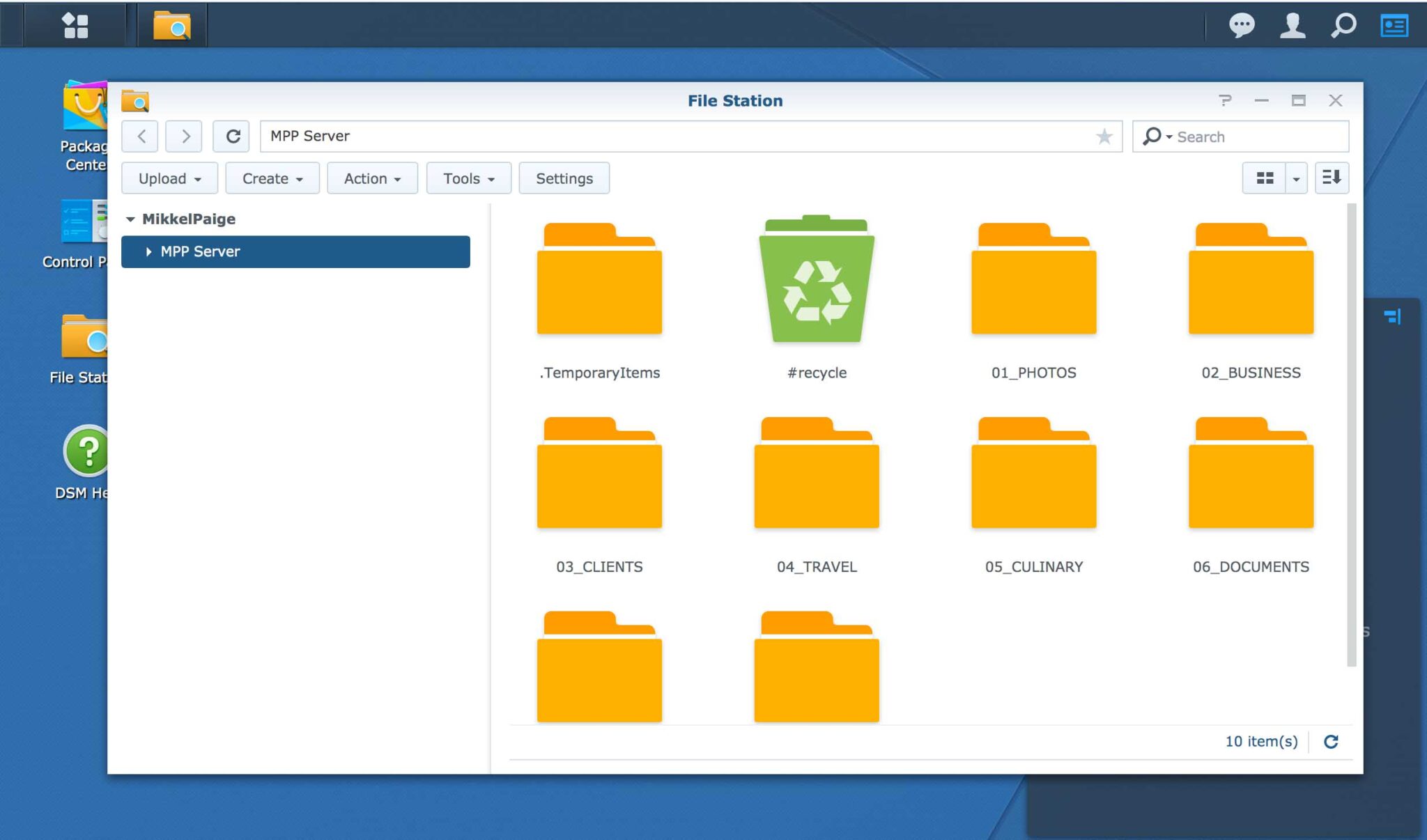 Screen capture of what a Synology system looks like when you log in remotely on the internet.