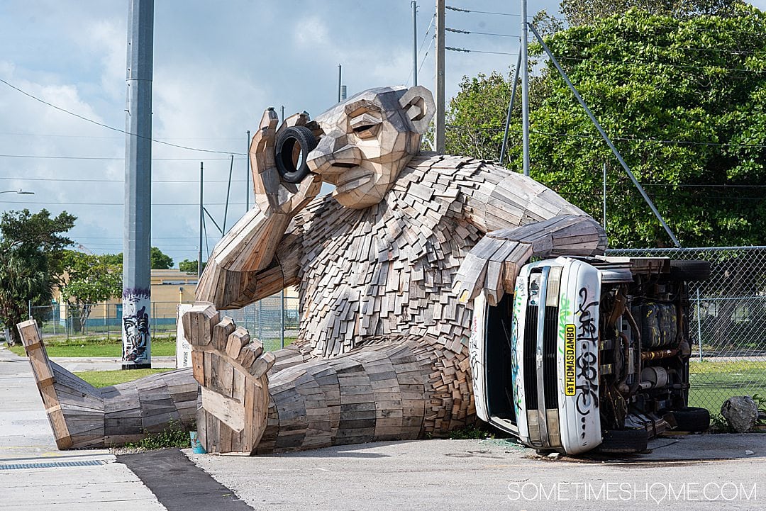Fun things to do in Wynwood like find sculptures, on Sometimes Home travel blog. Click through for all the information on this popular neighborhood in Miami, Florida.