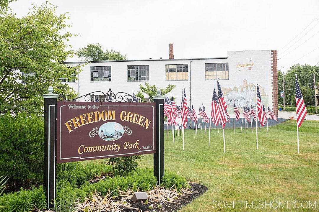 Freedom Green garden with American Flags in the grass in Pennsylvania