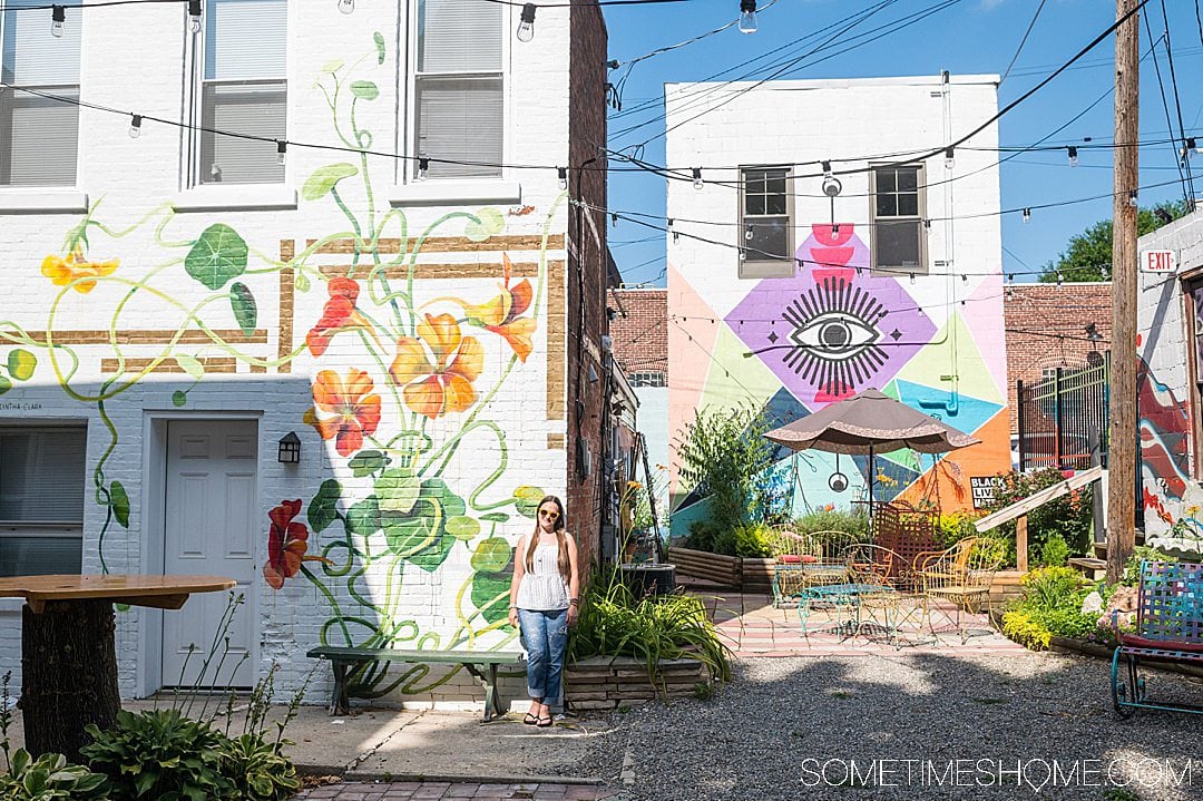 Colorful murals in a courtyard in York, Pennsylvania