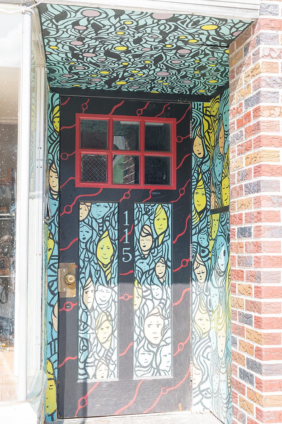 Green and blue painted door in York, PA