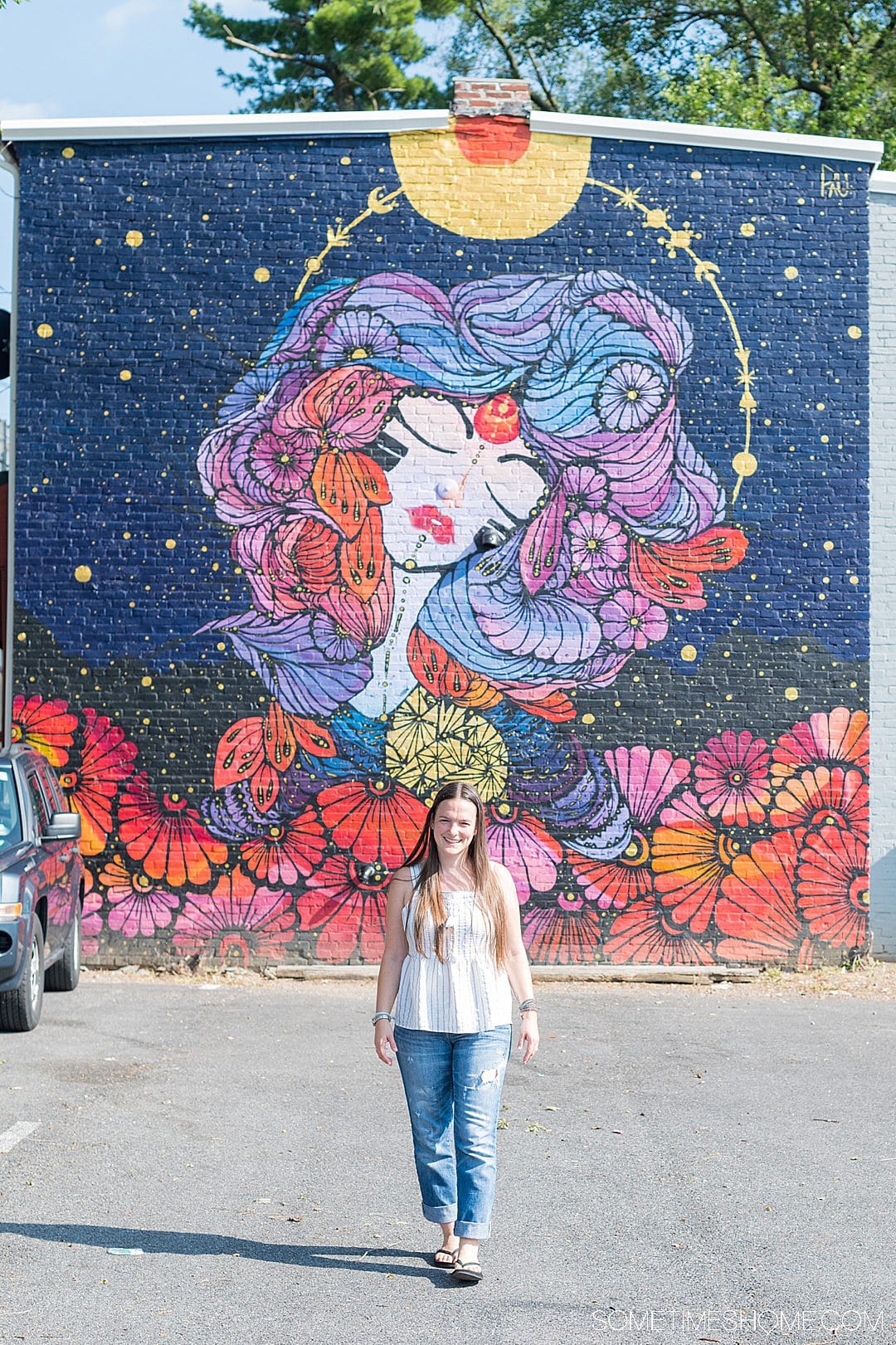 Colorful blue, red and purple mural in York, PA