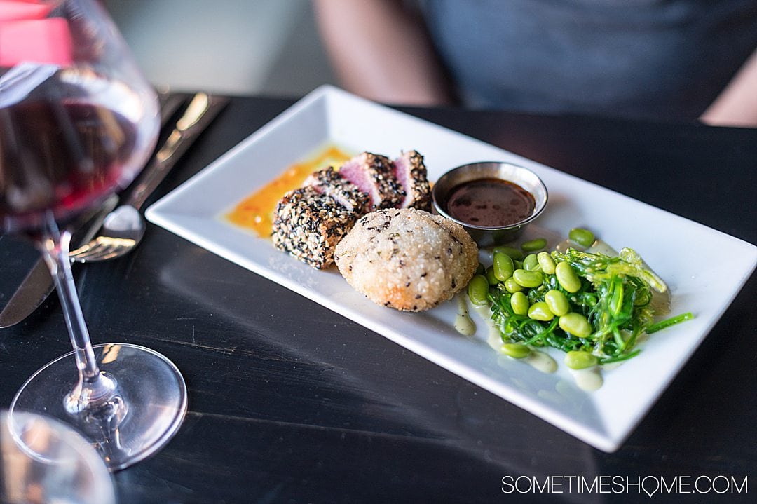 Ahi tuna dish with edamame and seaweed salad at The Handsome Cab in downtown York, PA