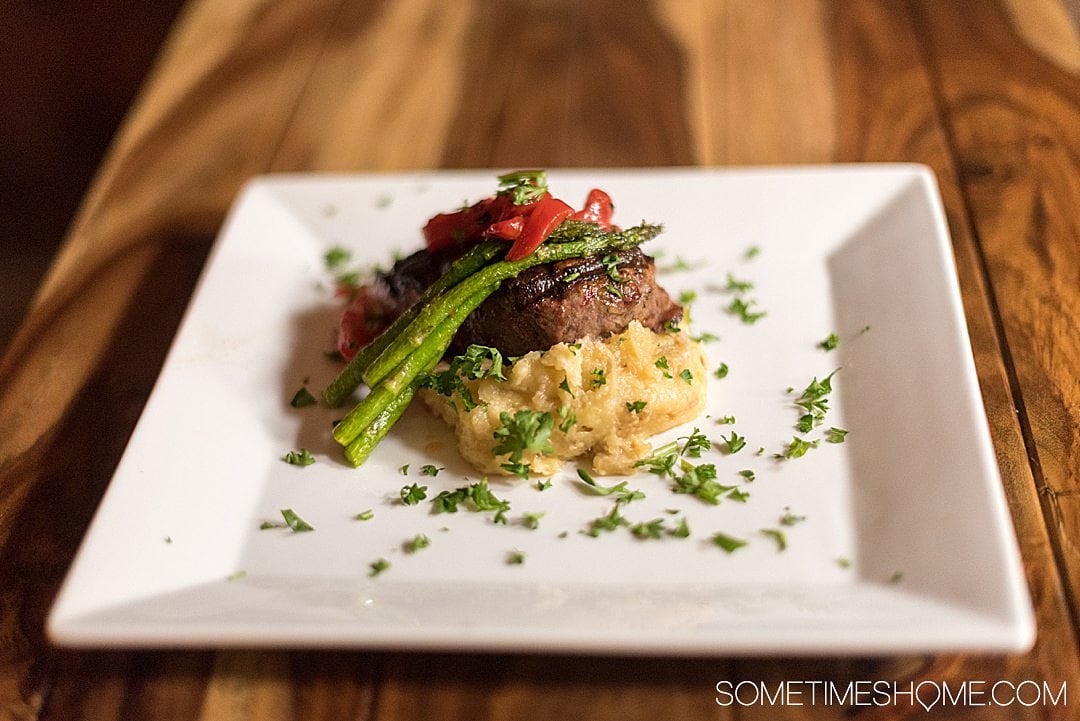 Steak and vegetables on a plate