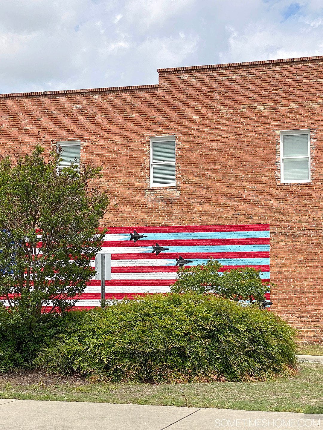 American flag and jet planes mural in Goldsboro, NC